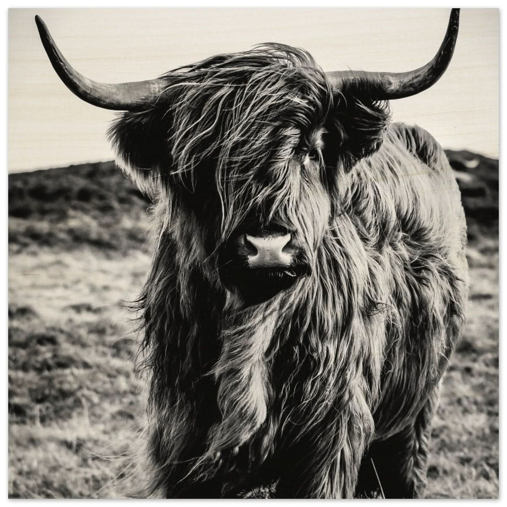 Da Vinci Animal Kingdom Wall art print | Highland Cow - Wood Prints - 60x60 cm / 24x24″ -