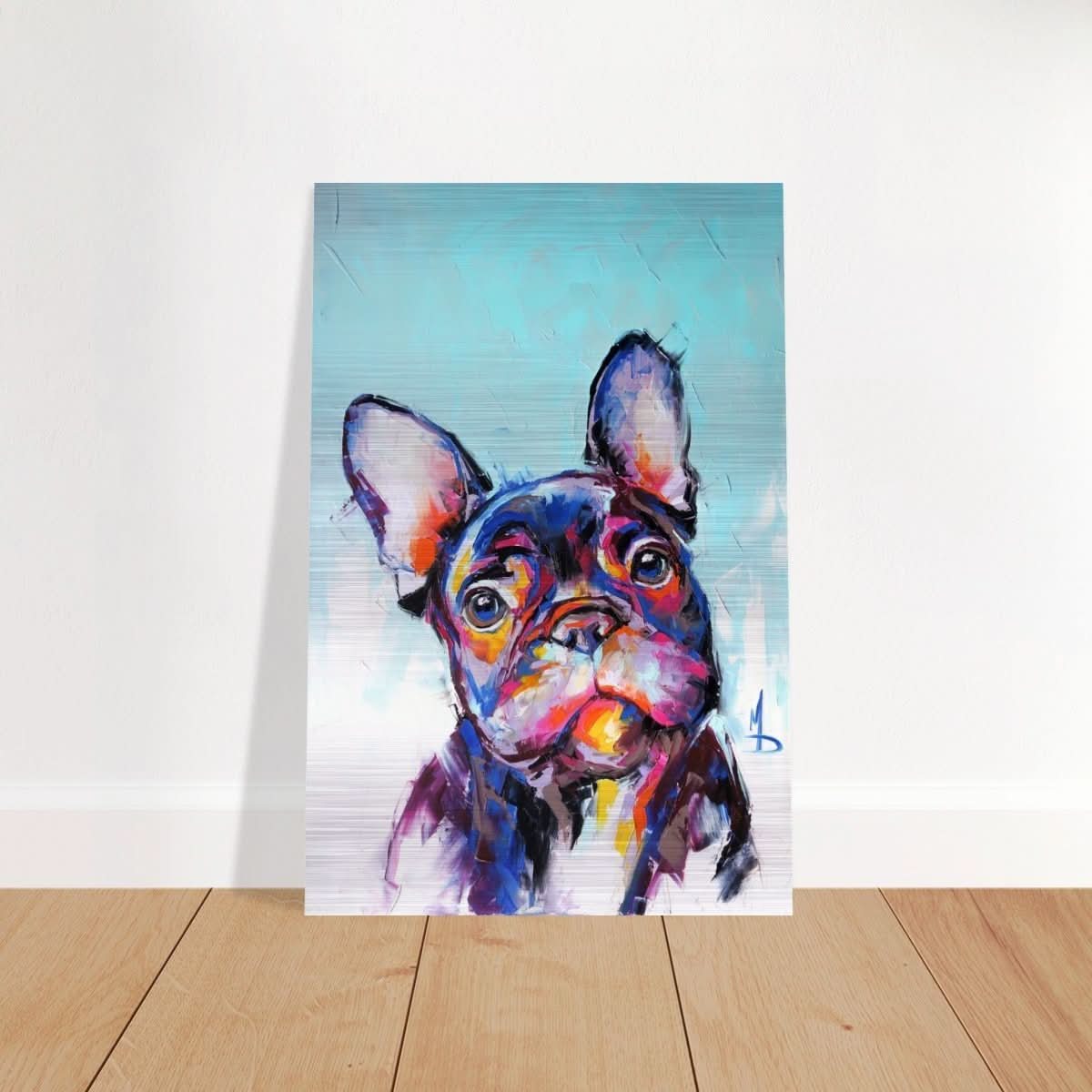 Da Vinci Animal Kingdom Wall art print | Vibrant Frenchie: Colorful Bulldog Art Print - Brushed Aluminum Print - 60x90 cm / 24x36″ -