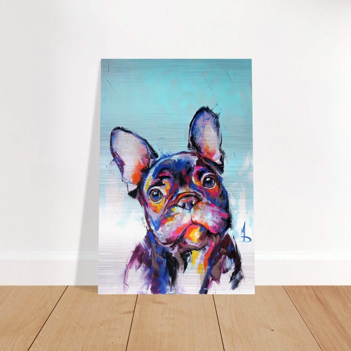 Da Vinci Animal Kingdom Wall art print | Vibrant Frenchie: Colorful Bulldog Art Print - Brushed Aluminum Print - 40x60 cm / 16x24″ -