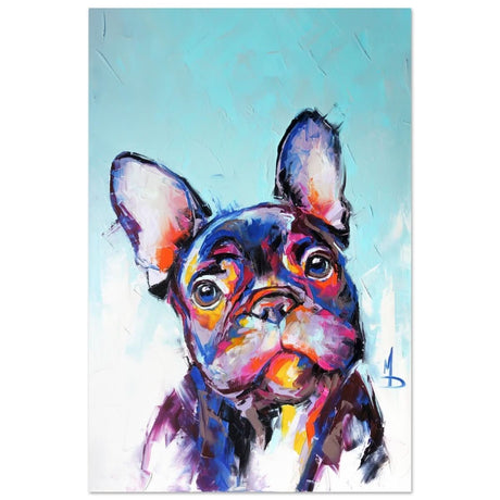 Da Vinci Animal Kingdom Wall art print | Vibrant Frenchie: Colorful Bulldog Art Print - Aluminum Print - 30x45 cm / 12x18″ -