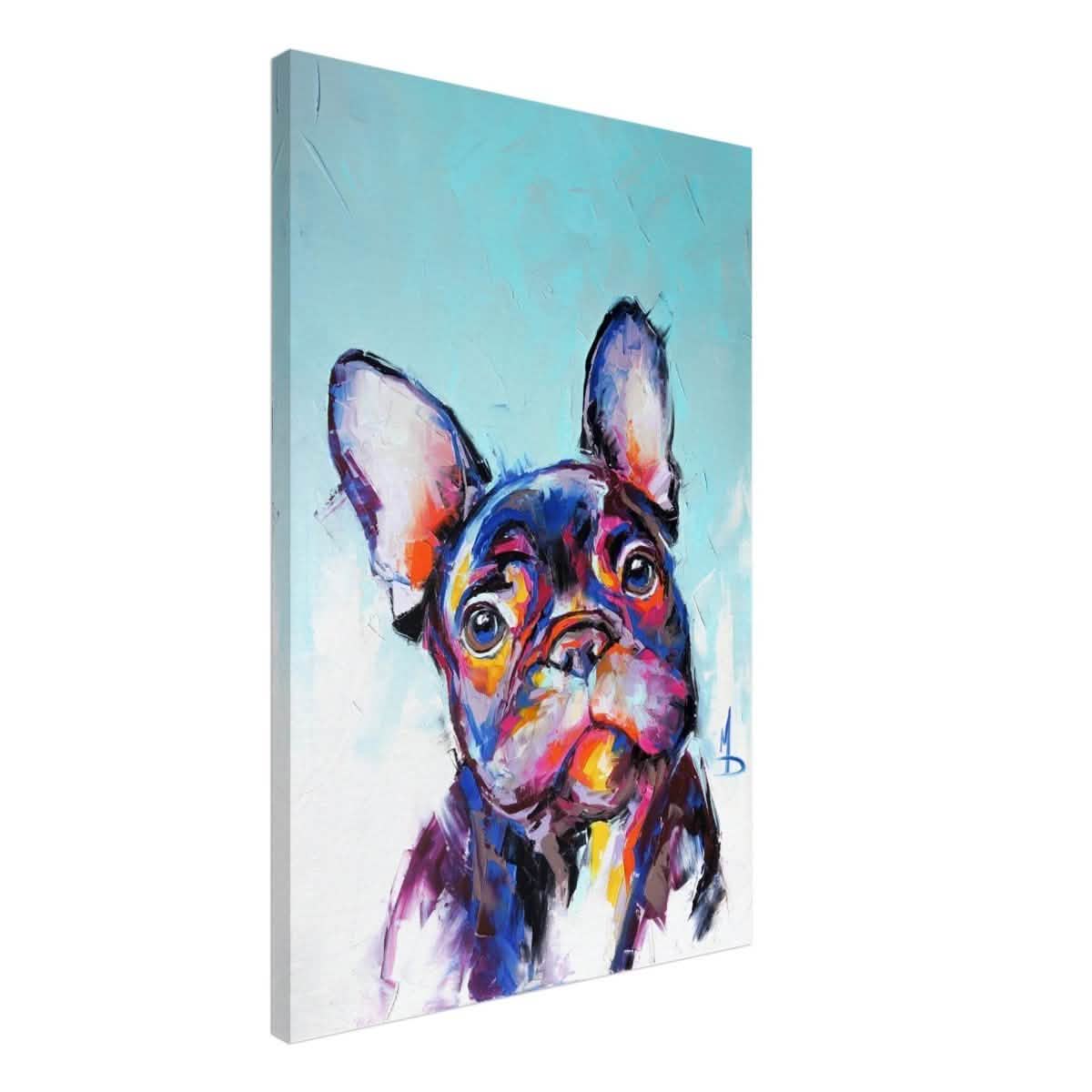 Da Vinci Animal Kingdom Wall art print | Vibrant Frenchie: Colorful Bulldog Art Print - Canvas - 50x75 cm / 20x30″ -