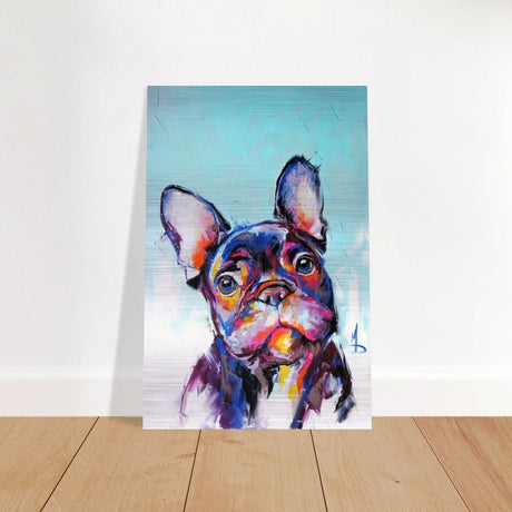 Da Vinci Animal Kingdom Wall art print | Vibrant Frenchie: Colorful Bulldog Art Print - Brushed Aluminum Print - 30x45 cm / 12x18″ -