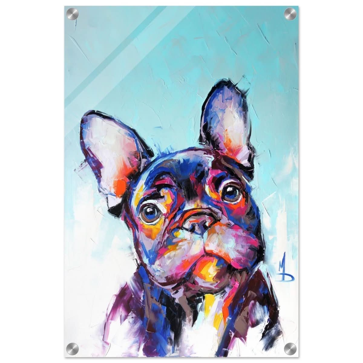 Da Vinci Animal Kingdom Wall art print | Vibrant Frenchie: Colorful Bulldog Art Print - Acrylic Print - 40x60 cm / 16x24″ -