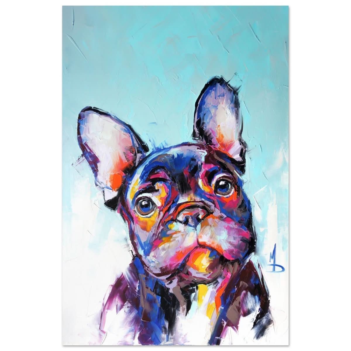 Da Vinci Animal Kingdom Wall art print | Vibrant Frenchie: Colorful Bulldog Art Print - Aluminum Print - 50x75 cm / 20x30″ -