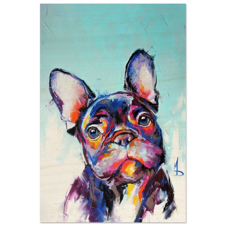 Da Vinci Animal Kingdom Wall art print | Vibrant Frenchie: Colorful Bulldog Art Print - Wood Prints - 50x75 cm / 20x30″ -