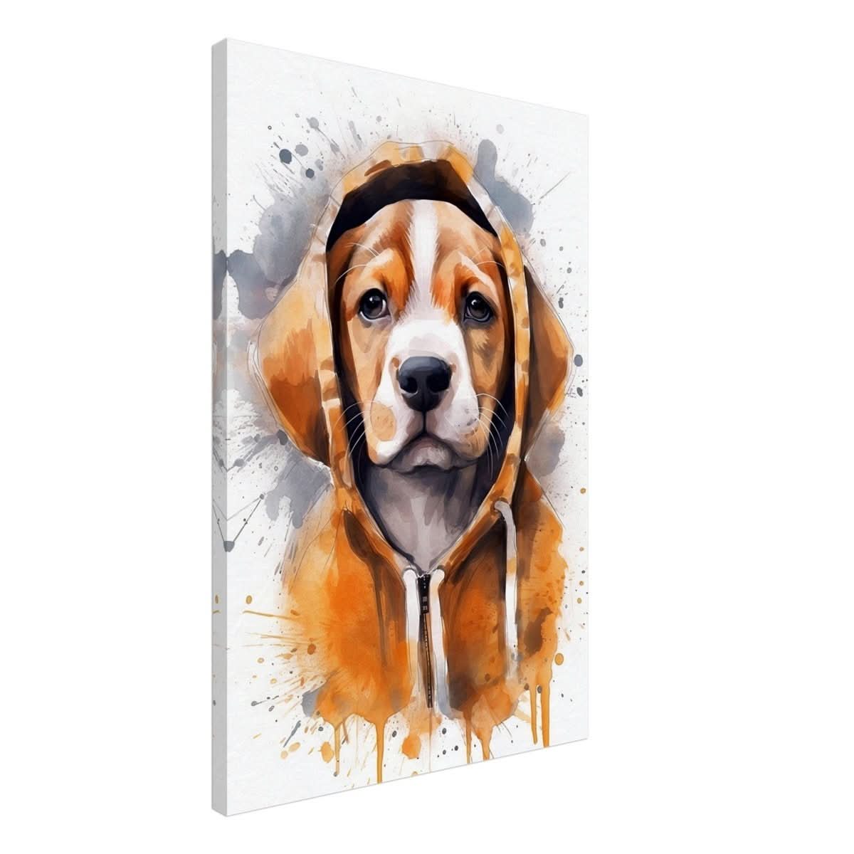 Da Vinci Animal Kingdom Wall art Print | Whimsical Beagle Charm: Watercolor Pup Portrait - Canvas - 50x75 cm / 20x30″ -