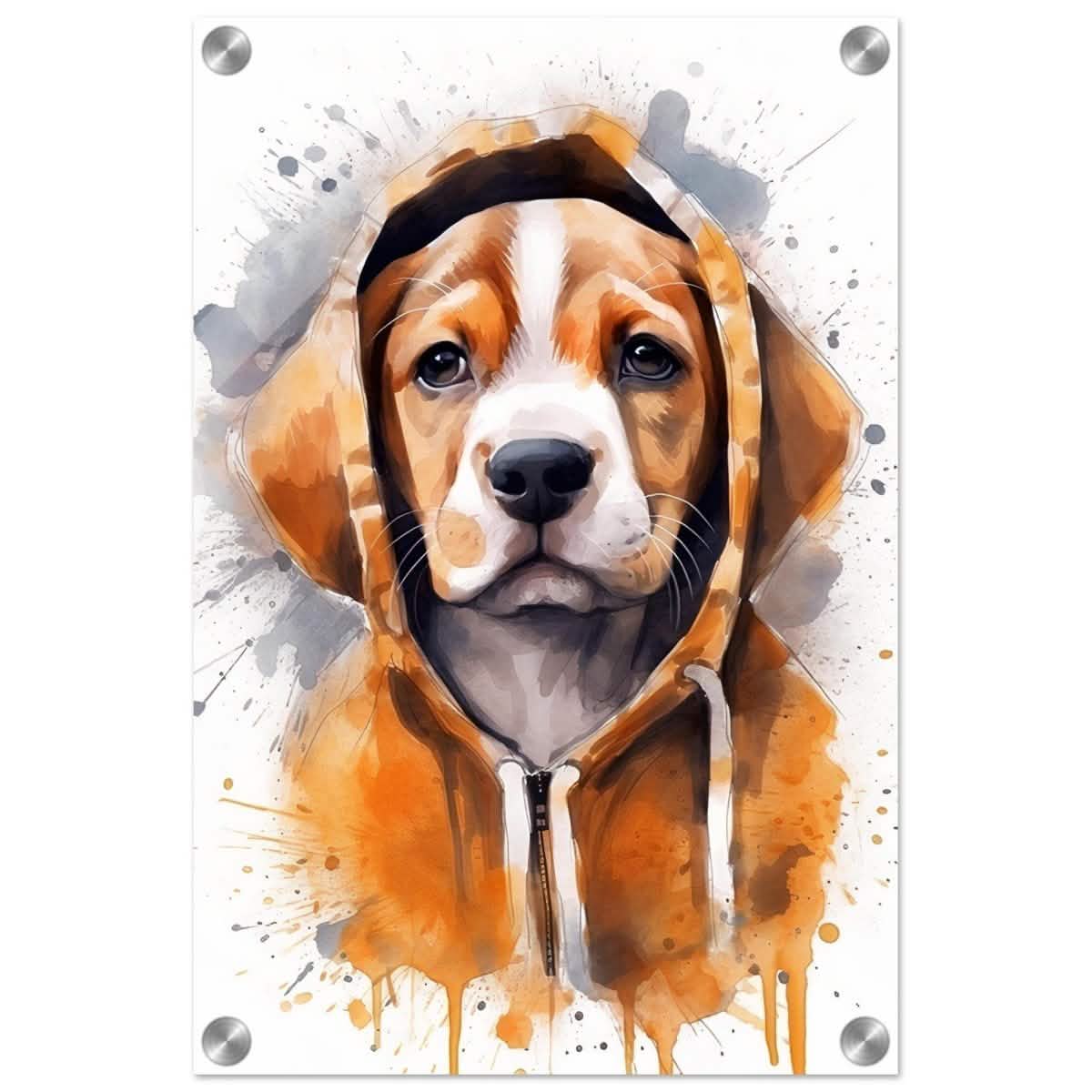 Da Vinci Animal Kingdom Wall art Print | Whimsical Beagle Charm: Watercolor Pup Portrait - Acrylic Print - 30x45 cm / 12x18″ -