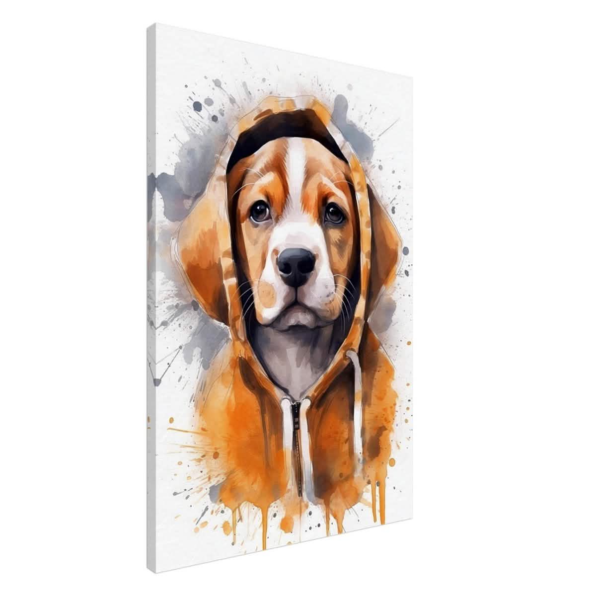 Da Vinci Animal Kingdom Wall art Print | Whimsical Beagle Charm: Watercolor Pup Portrait - Canvas - 60x90 cm / 24x36″ -