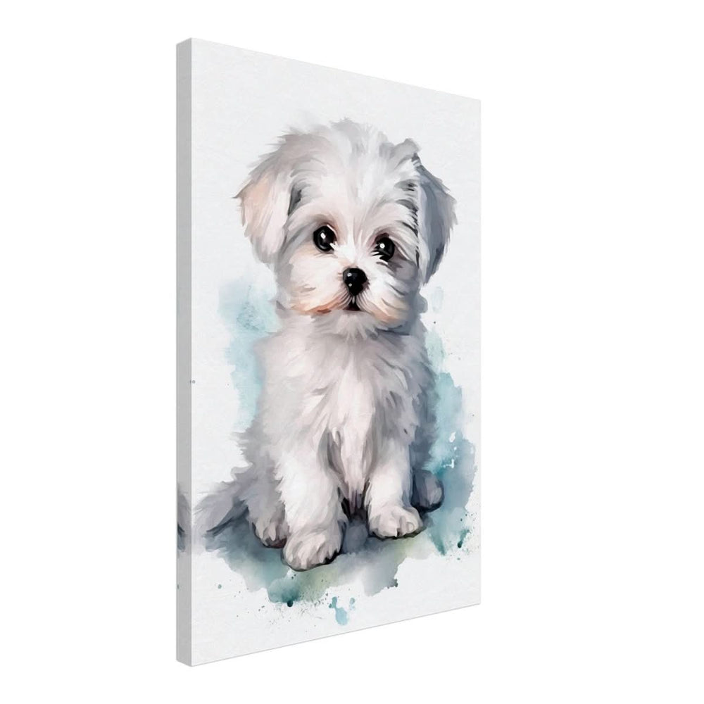 Da Vinci Animal Kingdom Wall art print | Whimsical Whispers: White Paws | Dog | Maltese - Canvas - 40x60 cm / 16x24″ -