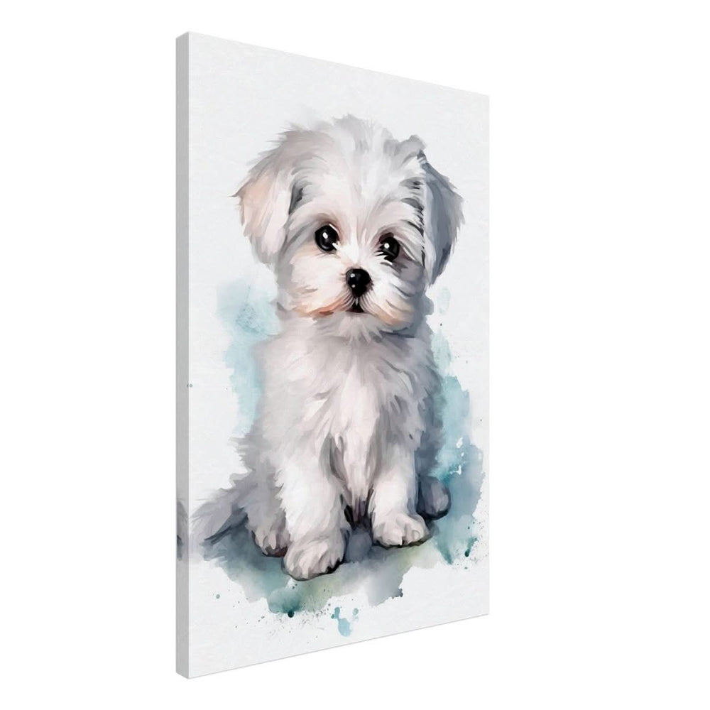 Da Vinci Animal Kingdom Wall art print | Whimsical Whispers: White Paws | Dog | Maltese - Canvas - 50x75 cm / 20x30″ -