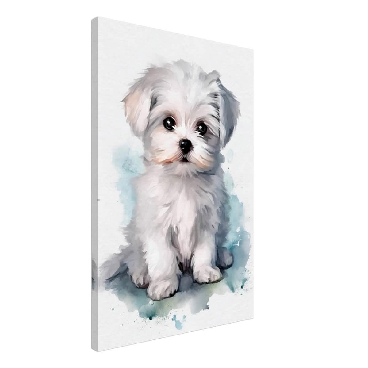 Da Vinci Animal Kingdom Wall art print | Whimsical Whispers: White Paws | Dog | Maltese - Canvas - 50x75 cm / 20x30″ -