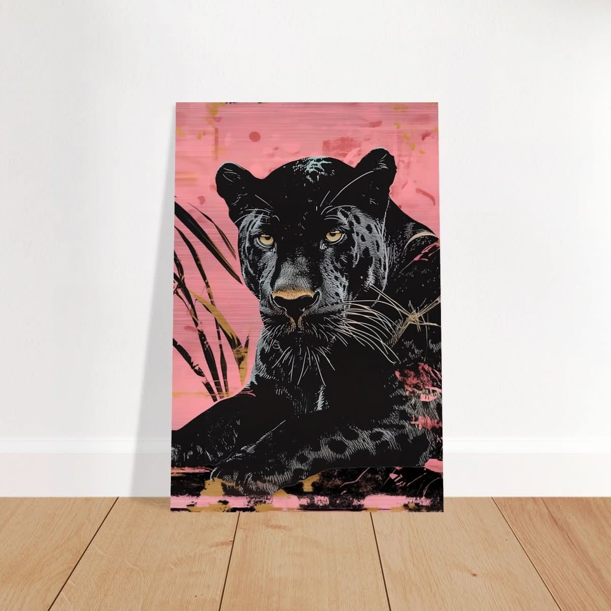 Da Vinci Animal Kingdom Wall art print | Wildlife | black leopard | black panther - Brushed Aluminum Print - 40x60 cm / 16x24″ -