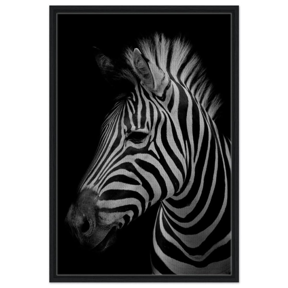 Da Vinci Animal Kingdom Wall art print | Zebra - Framed Canvas - 60x90 cm / 24x36″ - Black frame