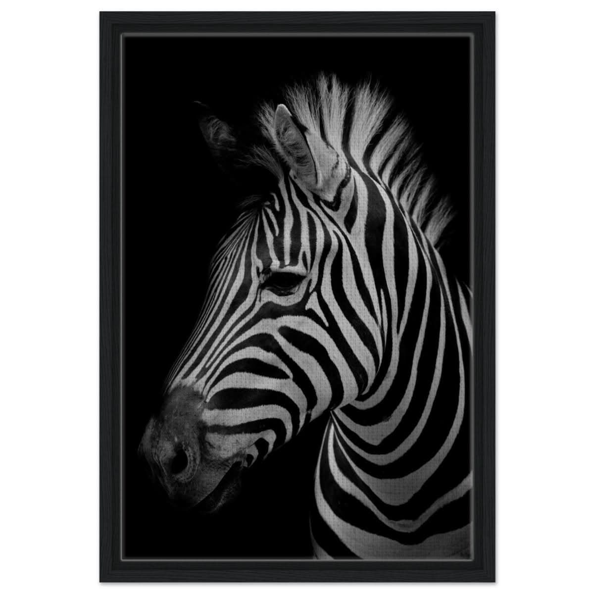 Da Vinci Animal Kingdom Wall art print | Zebra - Framed Canvas - 40x60 cm / 16x24″ - Black frame