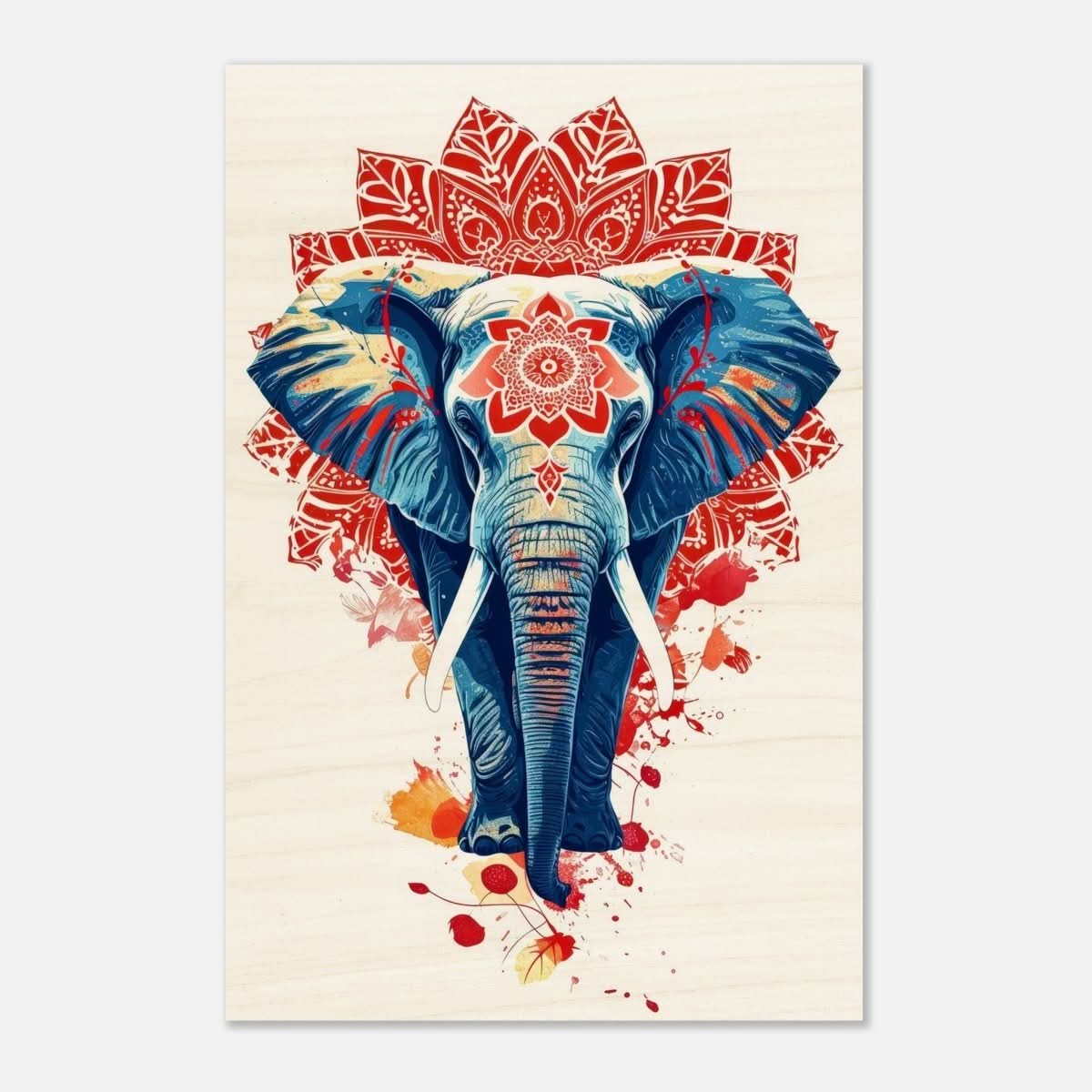 Da Vinci Animal Kingdom Wall art | Wildlife | Elephant - Wood Prints - 50x75 cm / 20x30″ - 20 mm