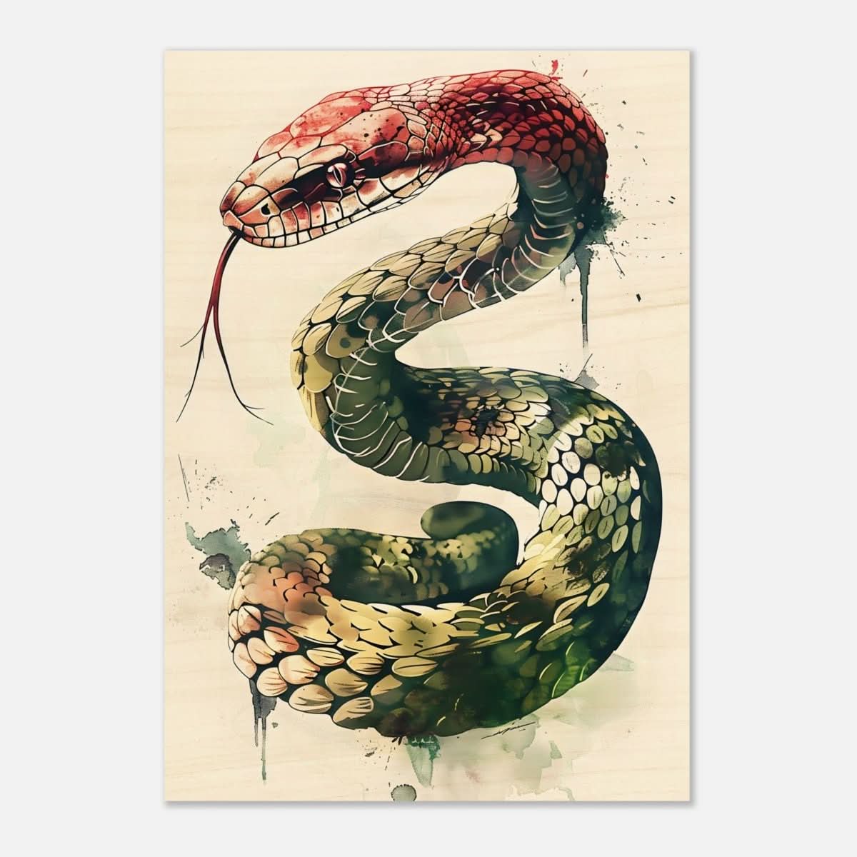 Da Vinci Animal Kingdom Wall art | Wildlife | Snake - Wood Prints - 70x100 cm / 28x40″ - 20 mm