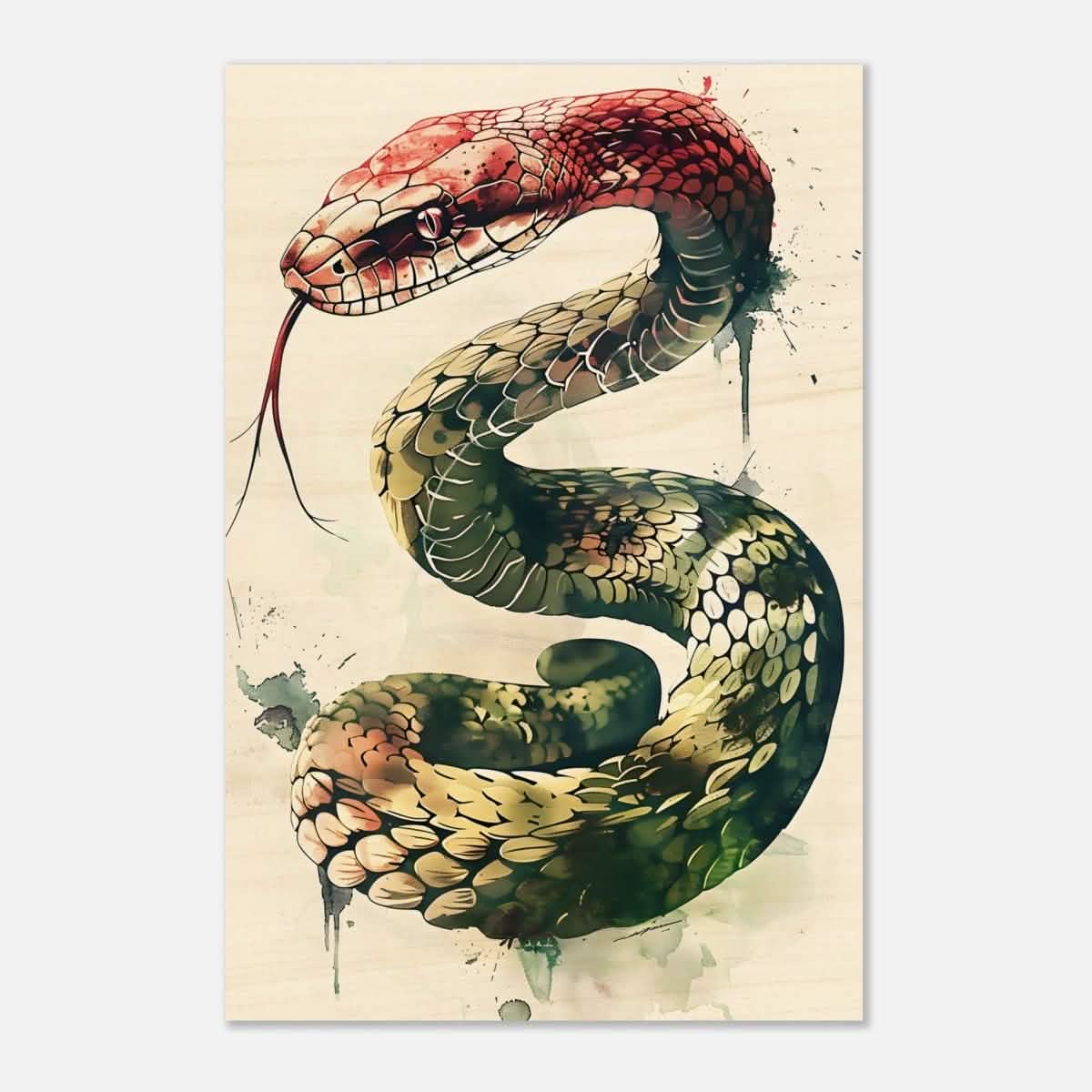 Da Vinci Animal Kingdom Wall art | Wildlife | Snake - Wood Prints - 50x75 cm / 20x30″ - 20 mm