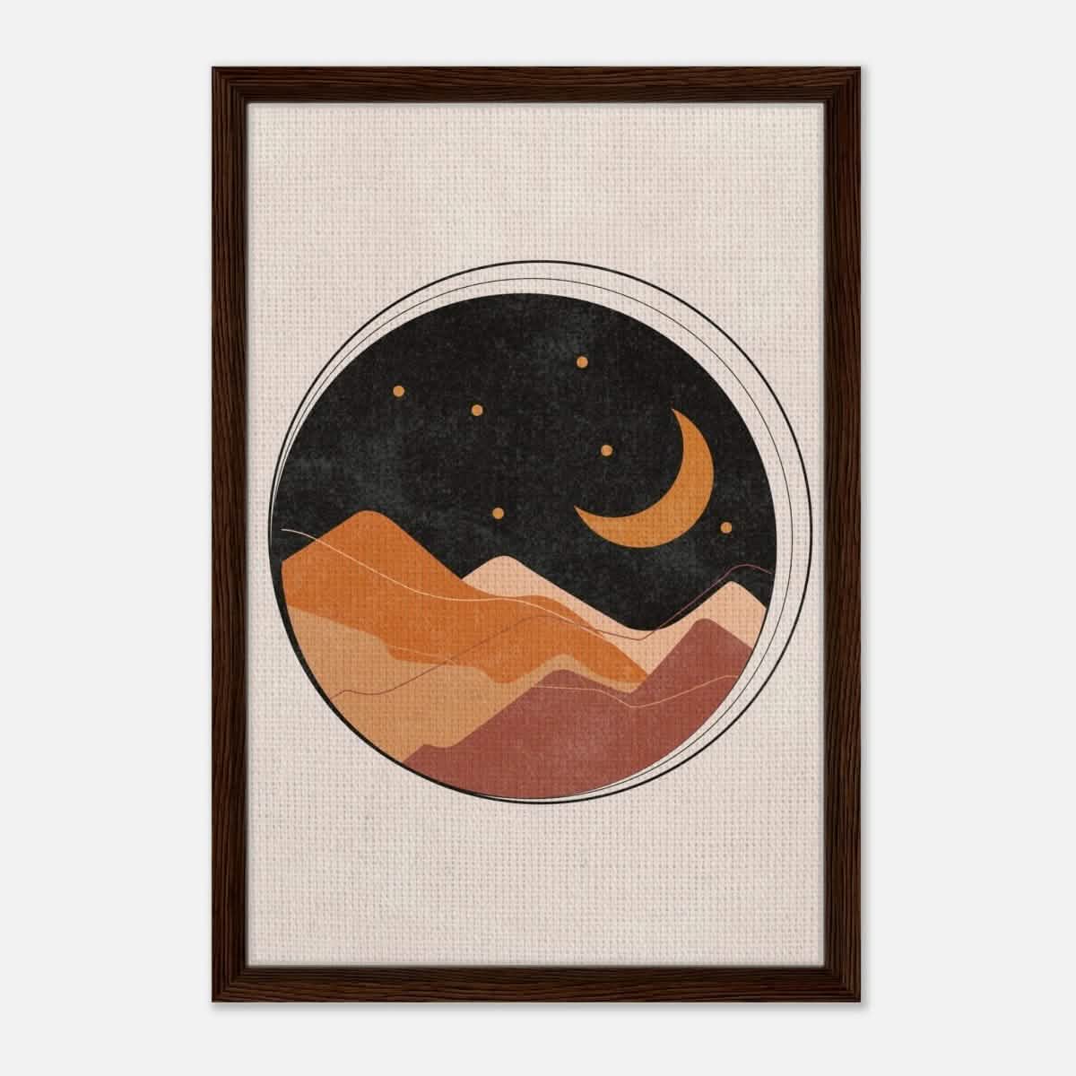 Da Vinci Contemporary Art Wall art print | Desert Moon - Framed Canvas - 40x60 cm / 16x24″ - Dark wood frame