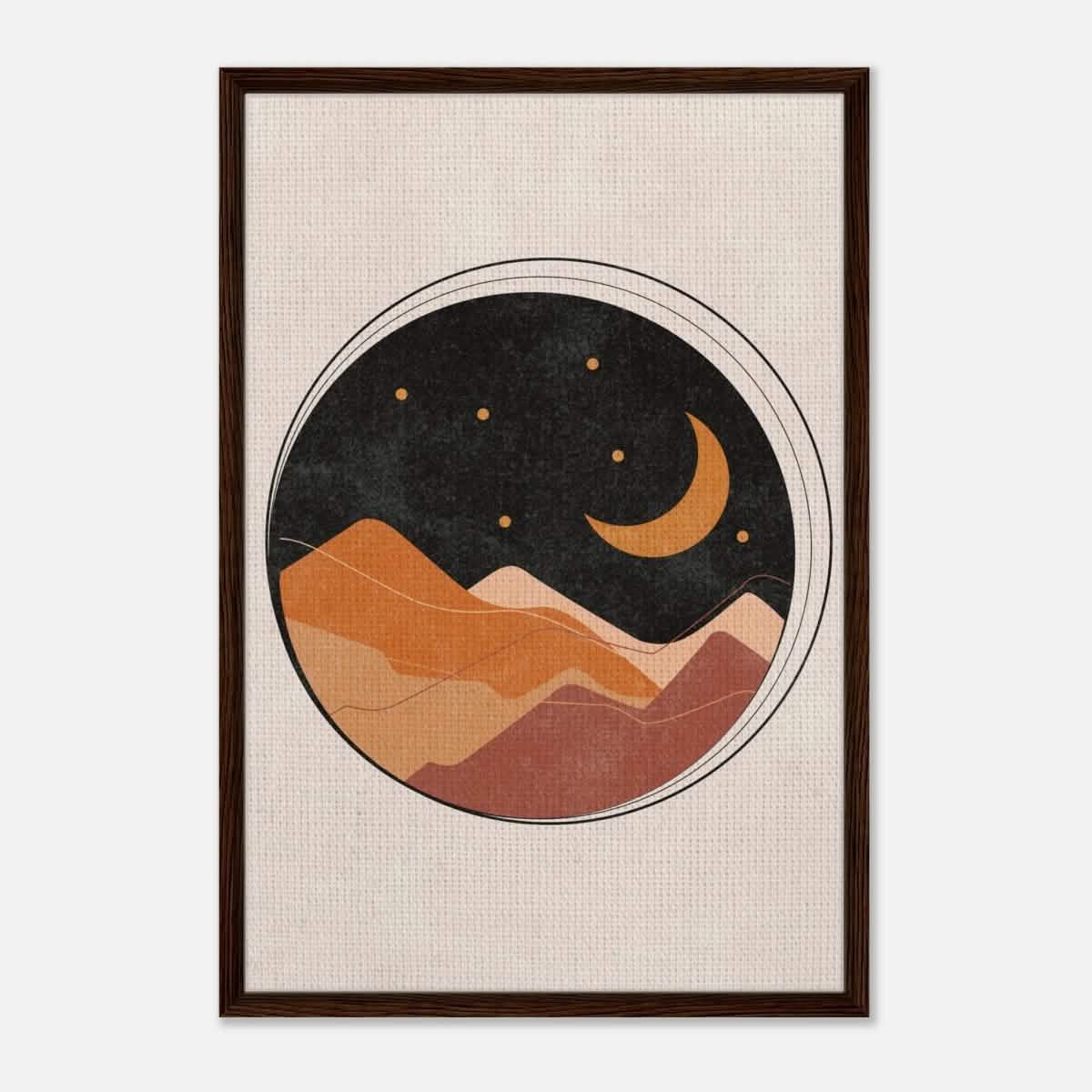 Da Vinci Contemporary Art Wall art print | Desert Moon - Framed Canvas - 60x90 cm / 24x36″ - Dark wood frame