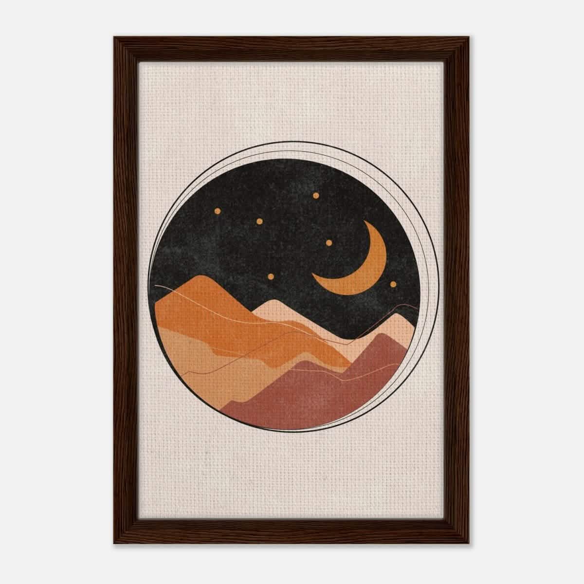 Da Vinci Contemporary Art Wall art print | Desert Moon - Framed Canvas - 30x45 cm / 12x18″ - Dark wood frame