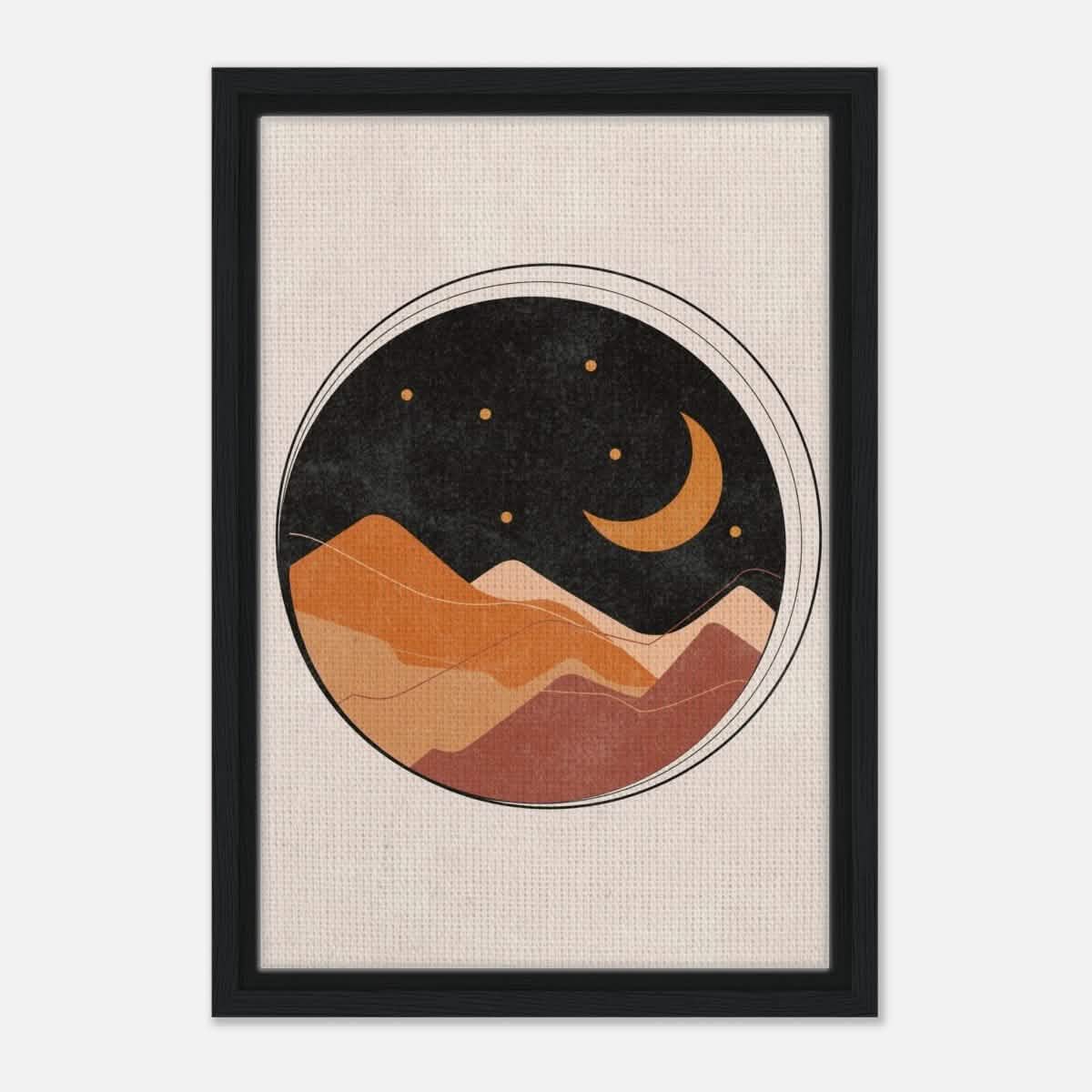 Da Vinci Contemporary Art Wall art print | Desert Moon - Framed Canvas - 30x45 cm / 12x18″ - Black frame