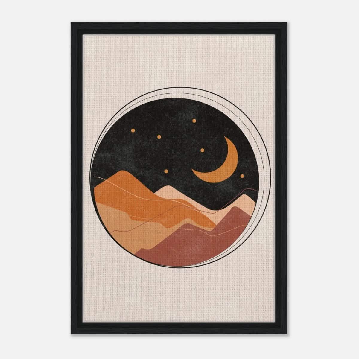 Da Vinci Contemporary Art Wall art print | Desert Moon - Framed Canvas - 40x60 cm / 16x24″ - Black frame