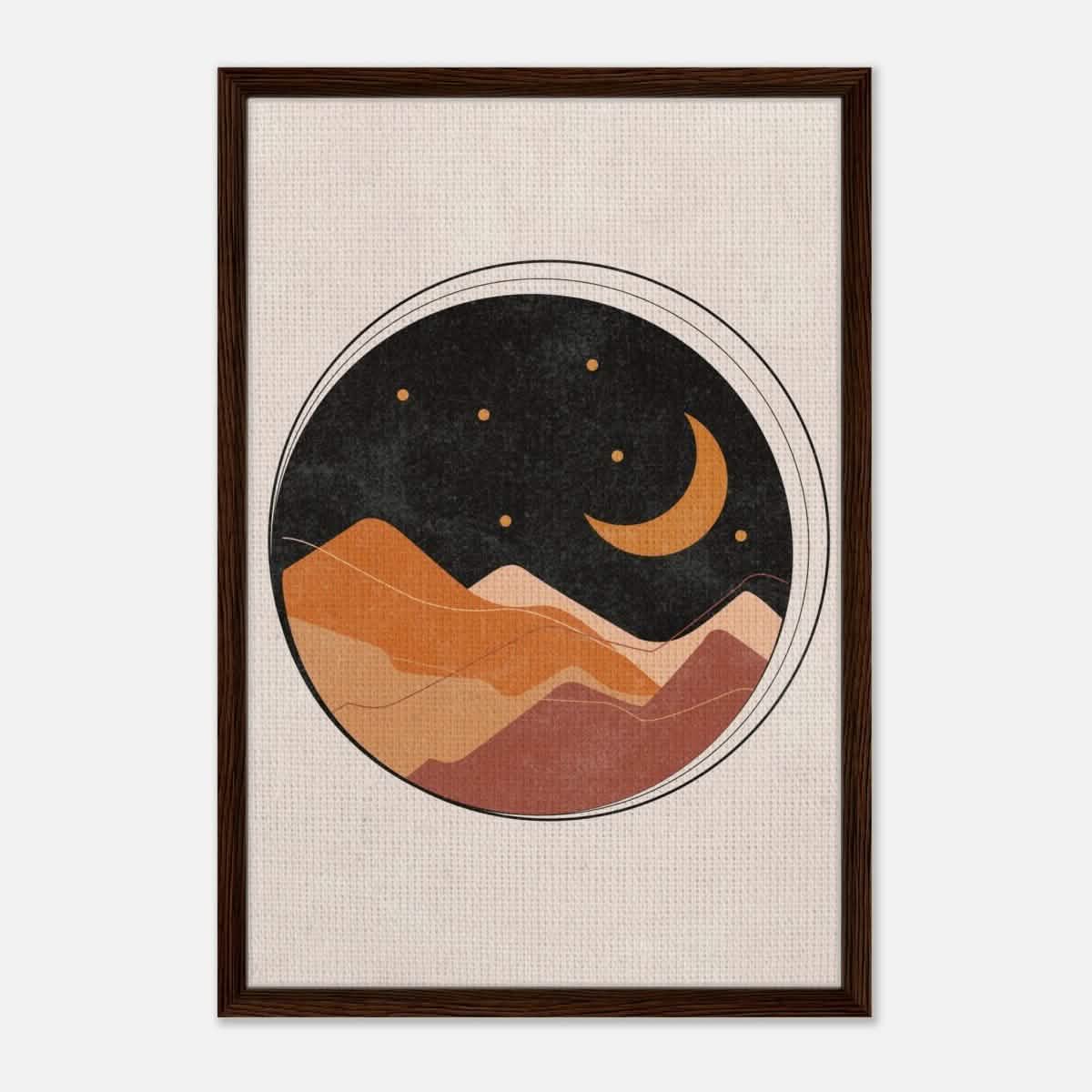Da Vinci Contemporary Art Wall art print | Desert Moon - Framed Canvas - 50x75 cm / 20x30″ - Dark wood frame