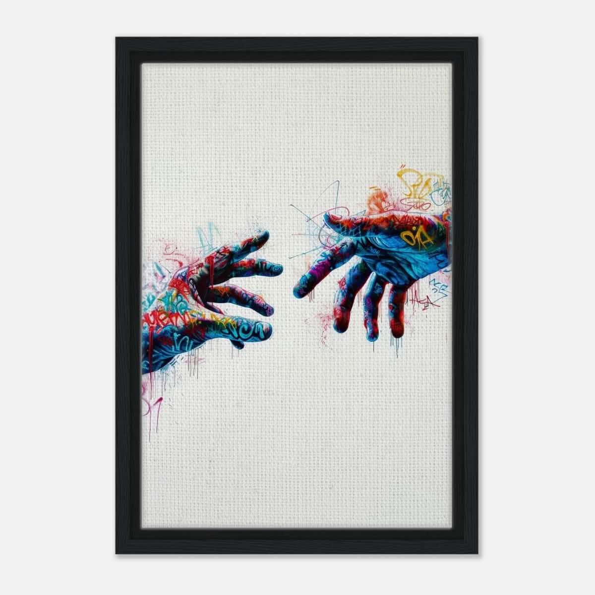 Da Vinci Contemporary Modern Wall art Print | Hands - Framed Canvas - 30x45 cm / 12x18″ - Black frame