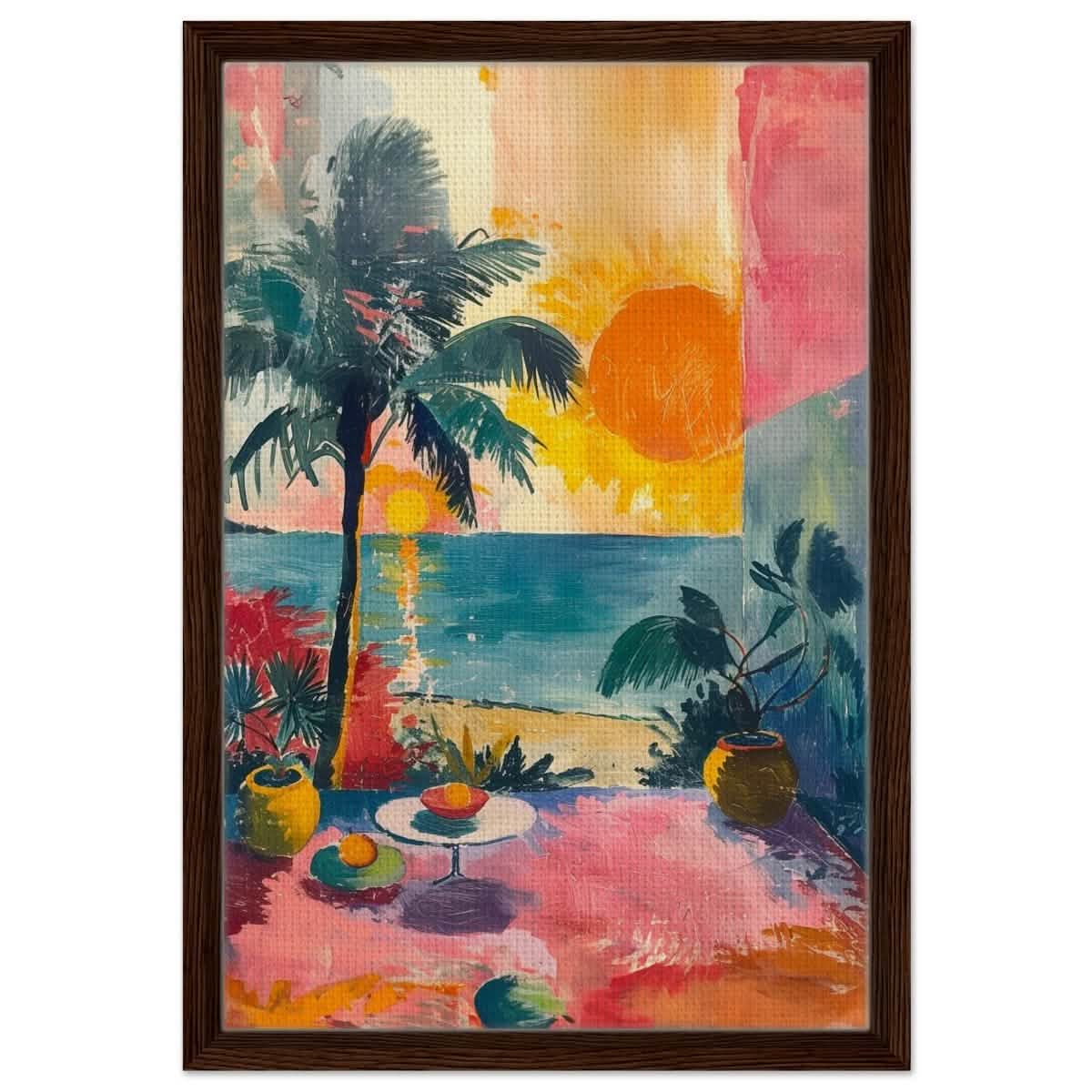 Da Vinci Contemporary wall art Print | Sunrise | Nature - Framed Canvas - 40x60 cm / 16x24″ - Dark wood frame