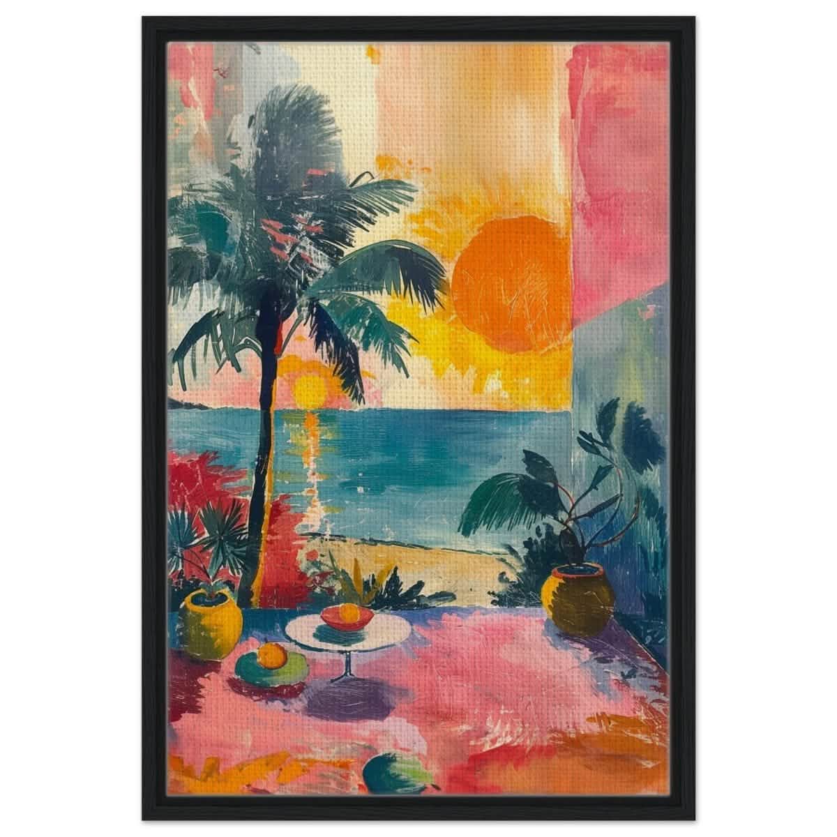 Da Vinci Contemporary wall art Print | Sunrise | Nature - Framed Canvas - 50x75 cm / 20x30″ - Black frame