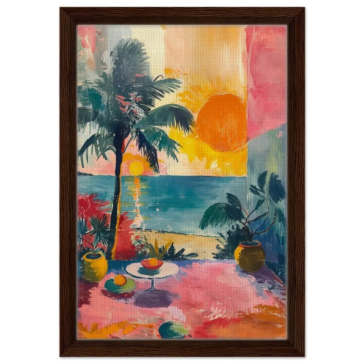 Da Vinci Contemporary wall art Print | Sunrise | Nature - Framed Canvas - 30x45 cm / 12x18″ - Dark wood frame