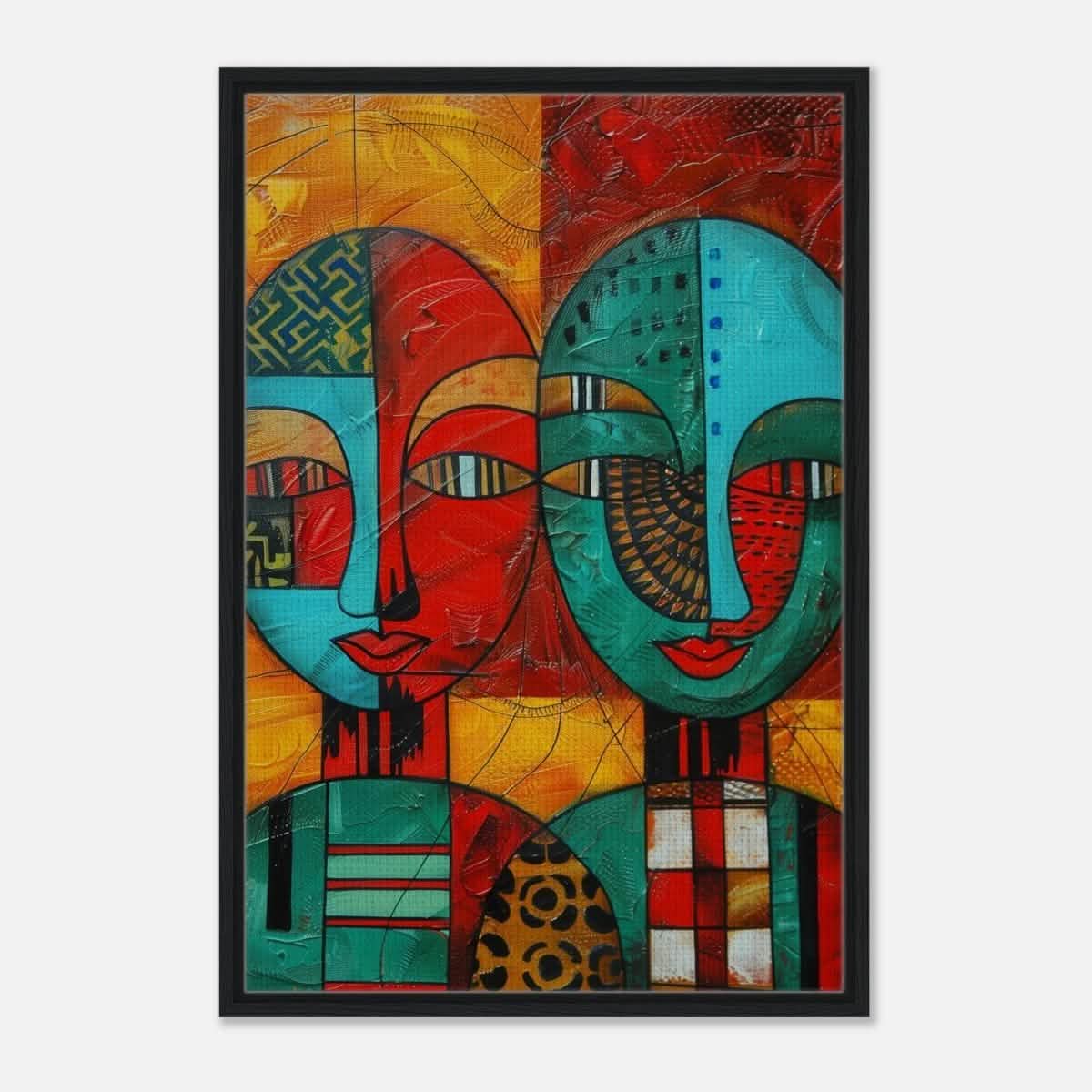 Da Vinci Cubism Wall art Print | African Theme - Framed Canvas - 60x90 cm / 24x36″ - Black frame