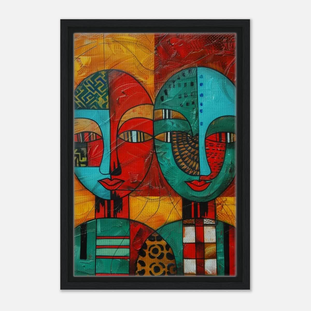Da Vinci Cubism Wall art Print | African Theme - Framed Canvas - 30x45 cm / 12x18″ - Black frame