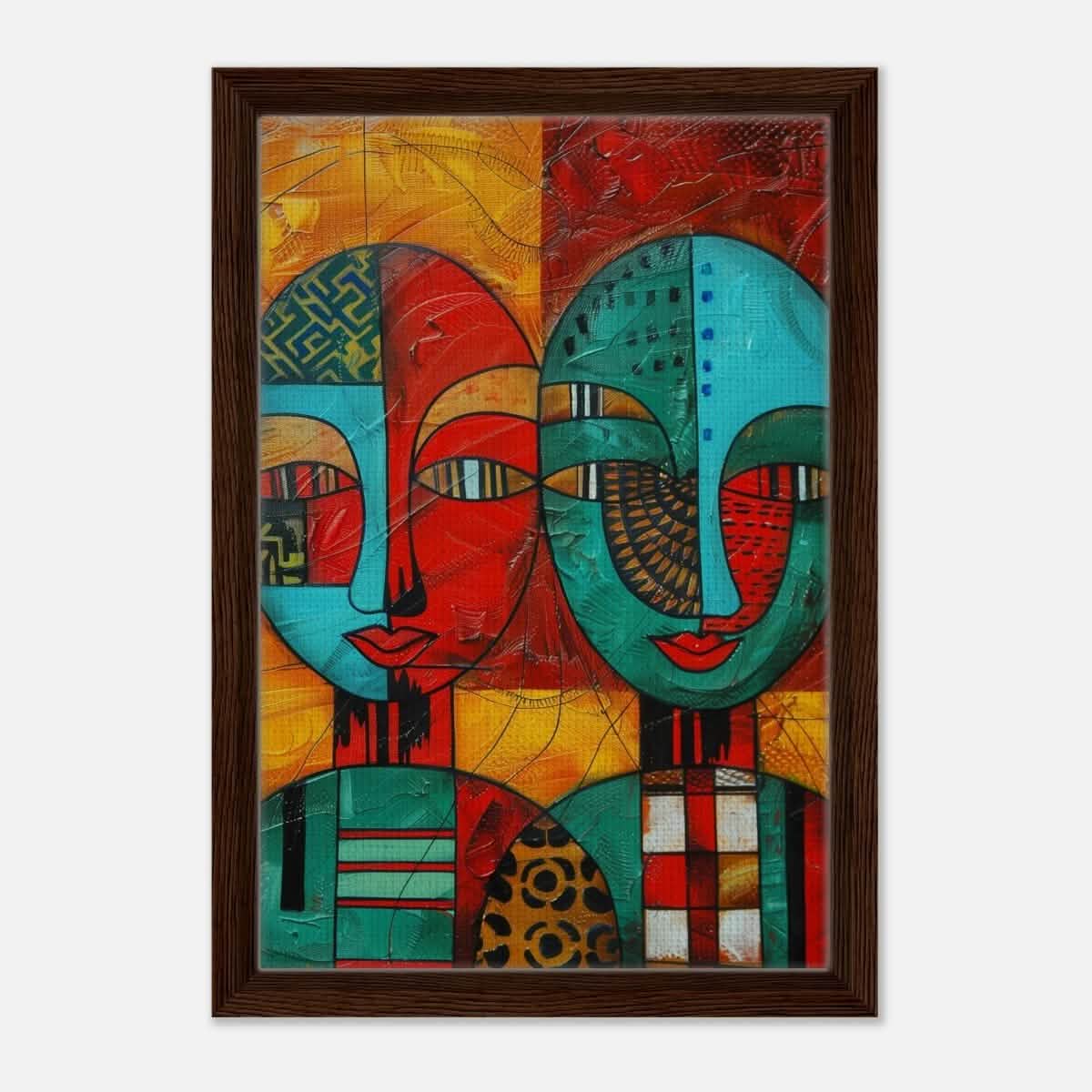 Da Vinci Cubism Wall art Print | African Theme - Framed Canvas - 30x45 cm / 12x18″ - Dark wood frame
