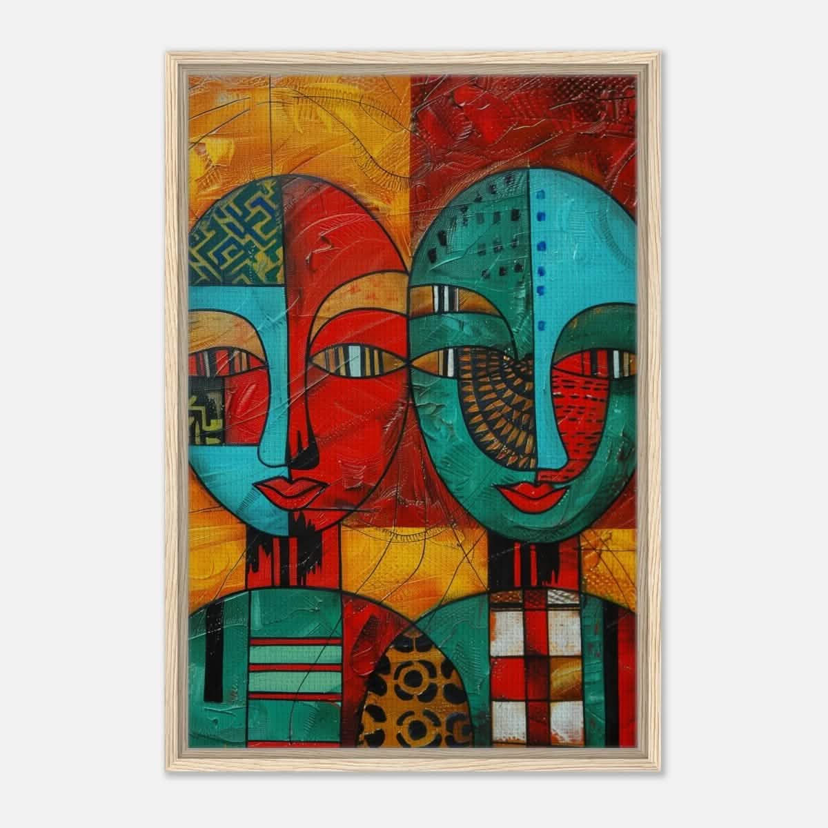 Da Vinci Cubism Wall art Print | African Theme - Framed Canvas - 50x75 cm / 20x30″ - Wood frame