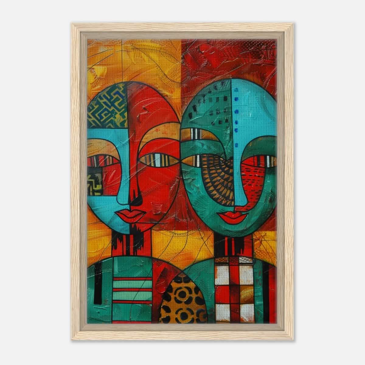 Da Vinci Cubism Wall art Print | African Theme - Framed Canvas - 30x45 cm / 12x18″ - Wood frame