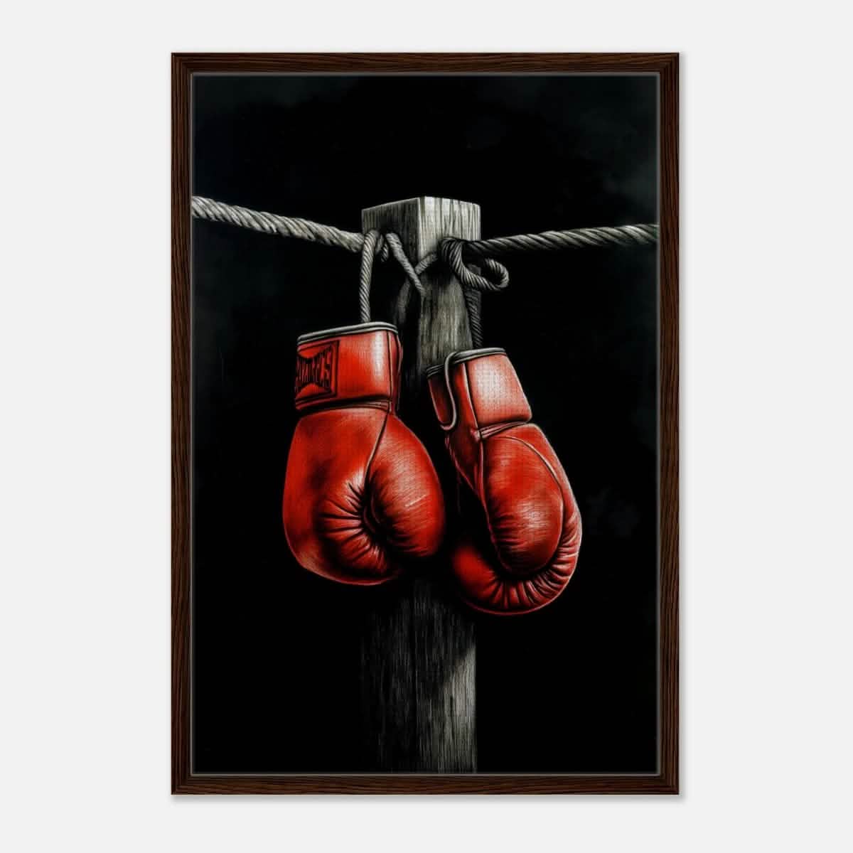 Da Vinci Eclectic Expressions Wall art Print | Boxing Gloves - Framed Canvas - 60x90 cm / 24x36″ - Dark wood frame