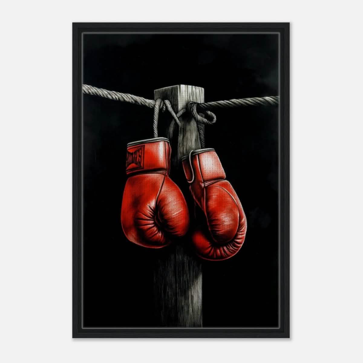 Da Vinci Eclectic Expressions Wall art Print | Boxing Gloves - Framed Canvas - 50x75 cm / 20x30″ - Black frame