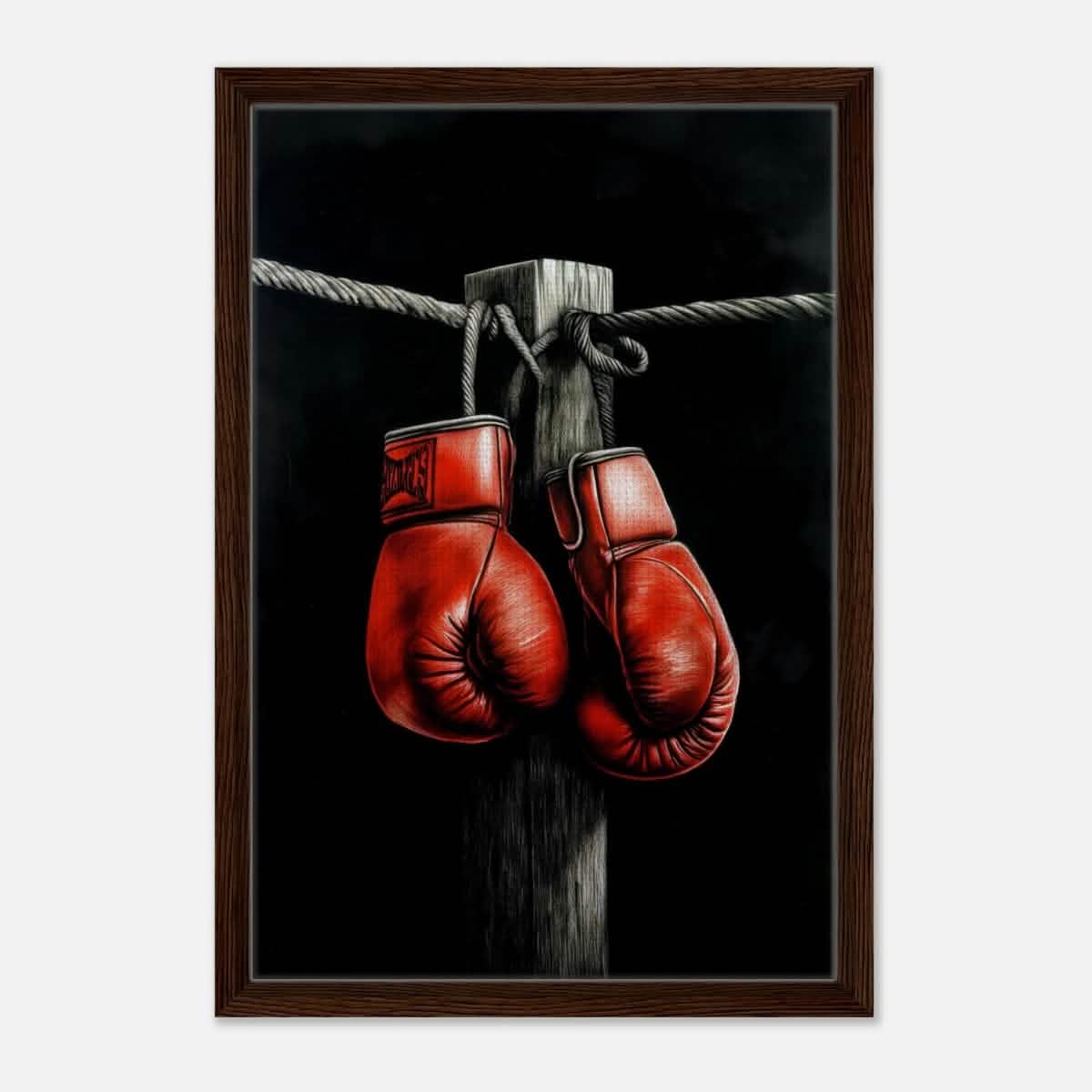 Da Vinci Eclectic Expressions Wall art Print | Boxing Gloves - Framed Canvas - 40x60 cm / 16x24″ - Dark wood frame
