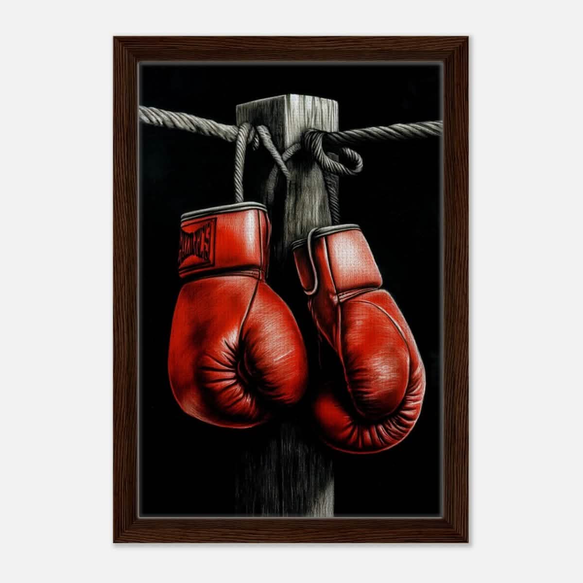 Da Vinci Eclectic Expressions Wall art Print | Boxing Gloves - Framed Canvas - 30x45 cm / 12x18″ - Dark wood frame
