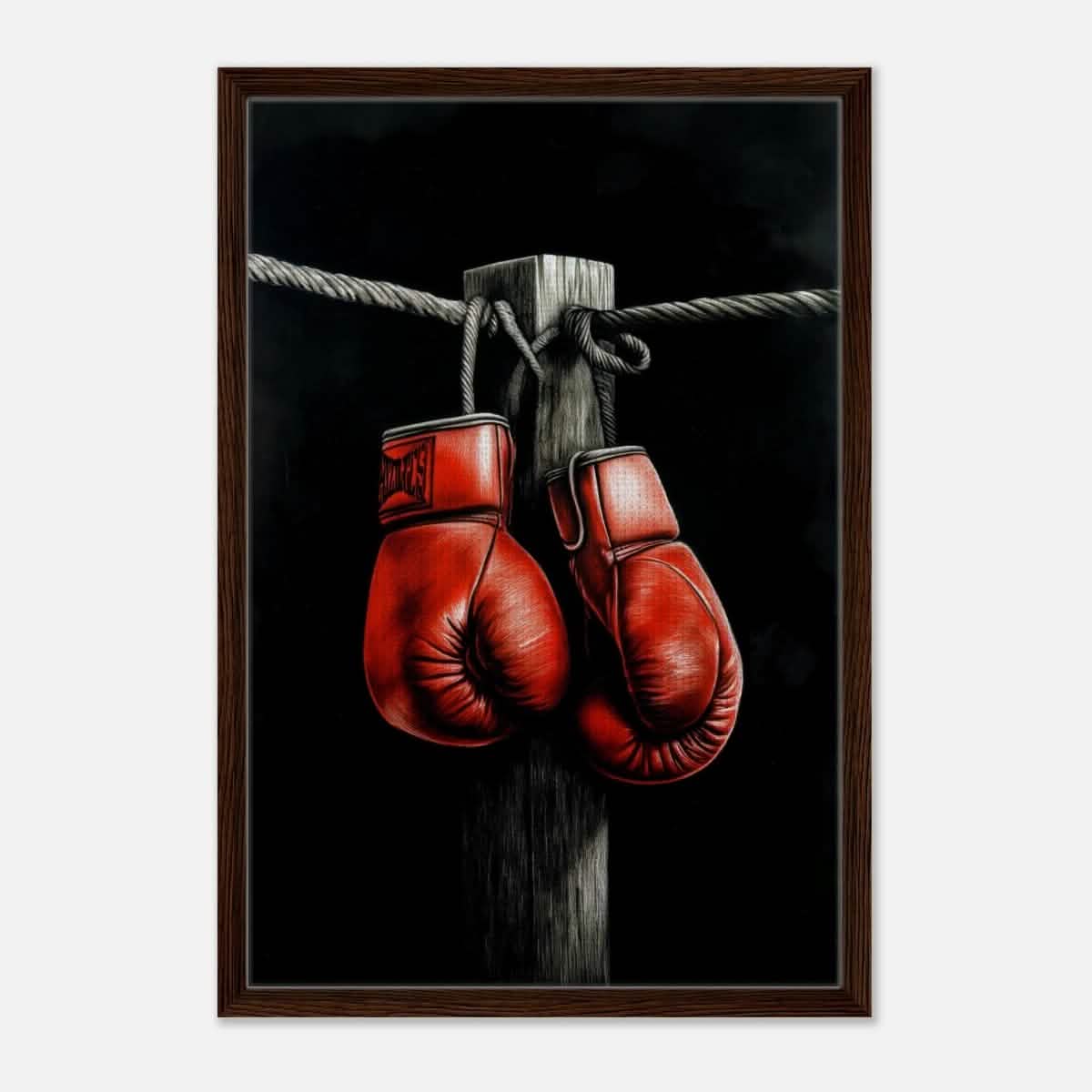 Da Vinci Eclectic Expressions Wall art Print | Boxing Gloves - Framed Canvas - 50x75 cm / 20x30″ - Dark wood frame