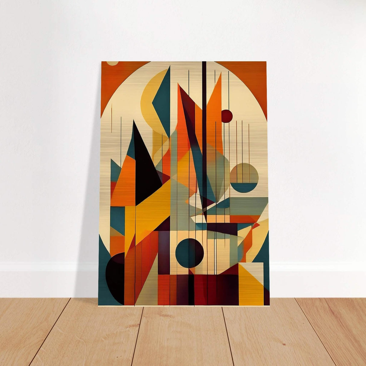 Da Vinci Geometric Cubism Modern Wall Art - Brushed Aluminum Print - 70x100 cm / 28x40″ -