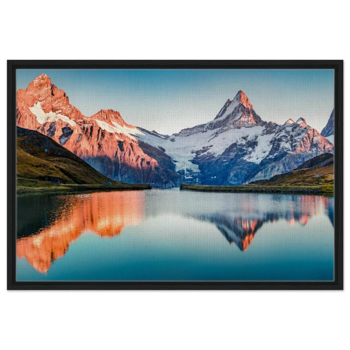 Da Vinci Landscape Nature Wall art print | Bachalpsee, Switzerland - Framed Canvas - 60x90 cm / 24x36″ - Black frame