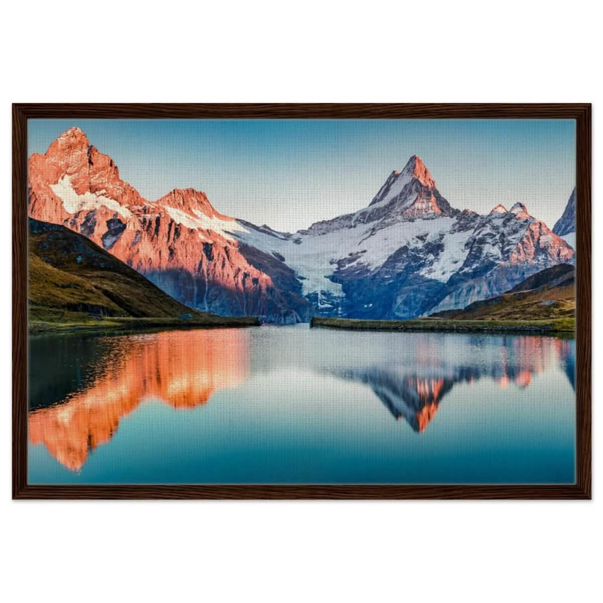 Da Vinci Landscape Nature Wall art print | Bachalpsee, Switzerland - Framed Canvas - 60x90 cm / 24x36″ - Dark wood frame