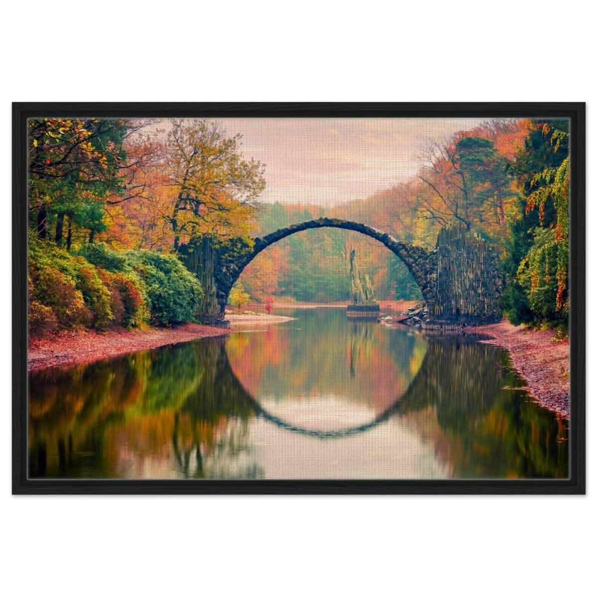 Da Vinci Landscape Nature Wall art print - Framed Canvas - 60x90 cm / 24x36″ - Black frame