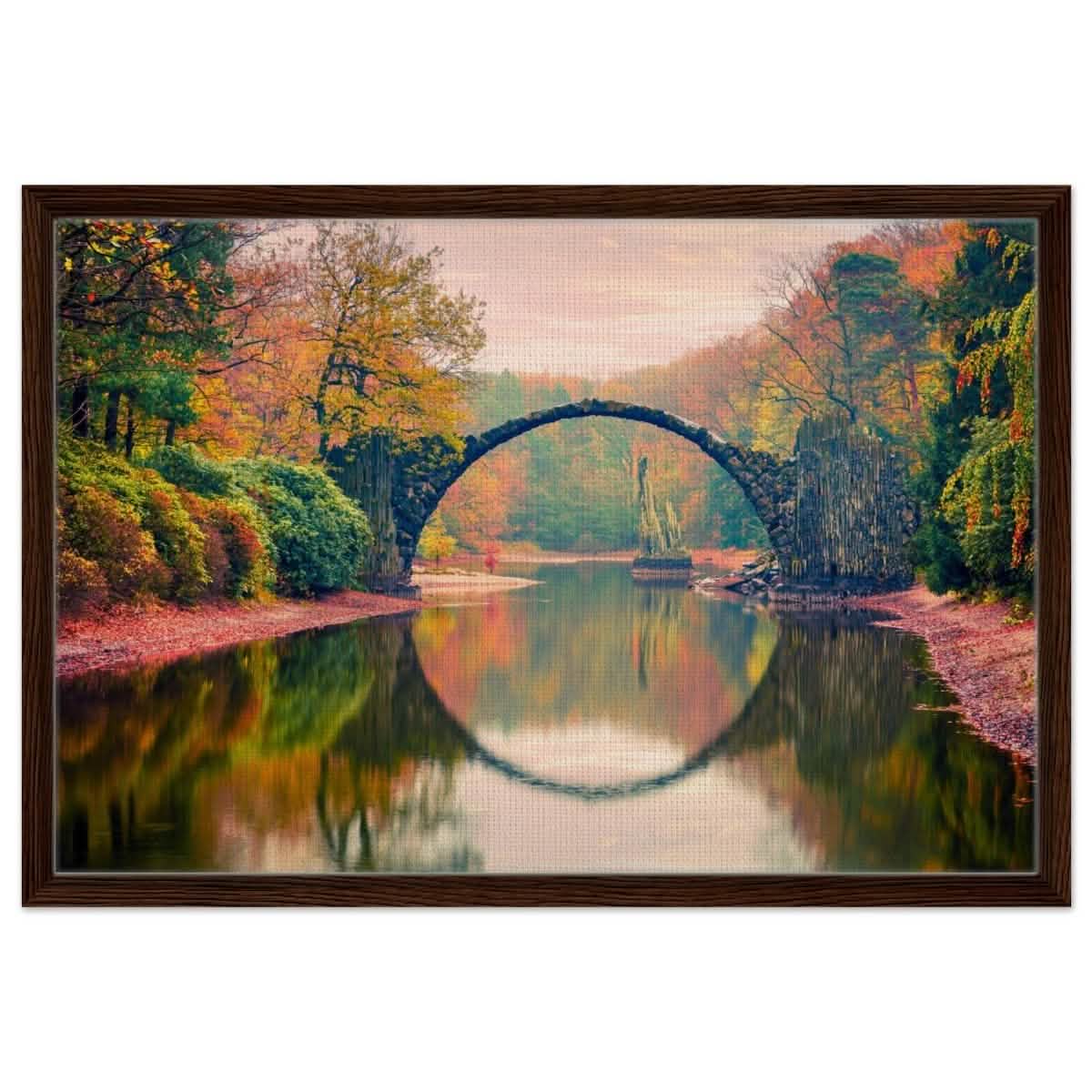 Da Vinci Landscape Nature Wall art print - Framed Canvas - 50x75 cm / 20x30″ - Dark wood frame