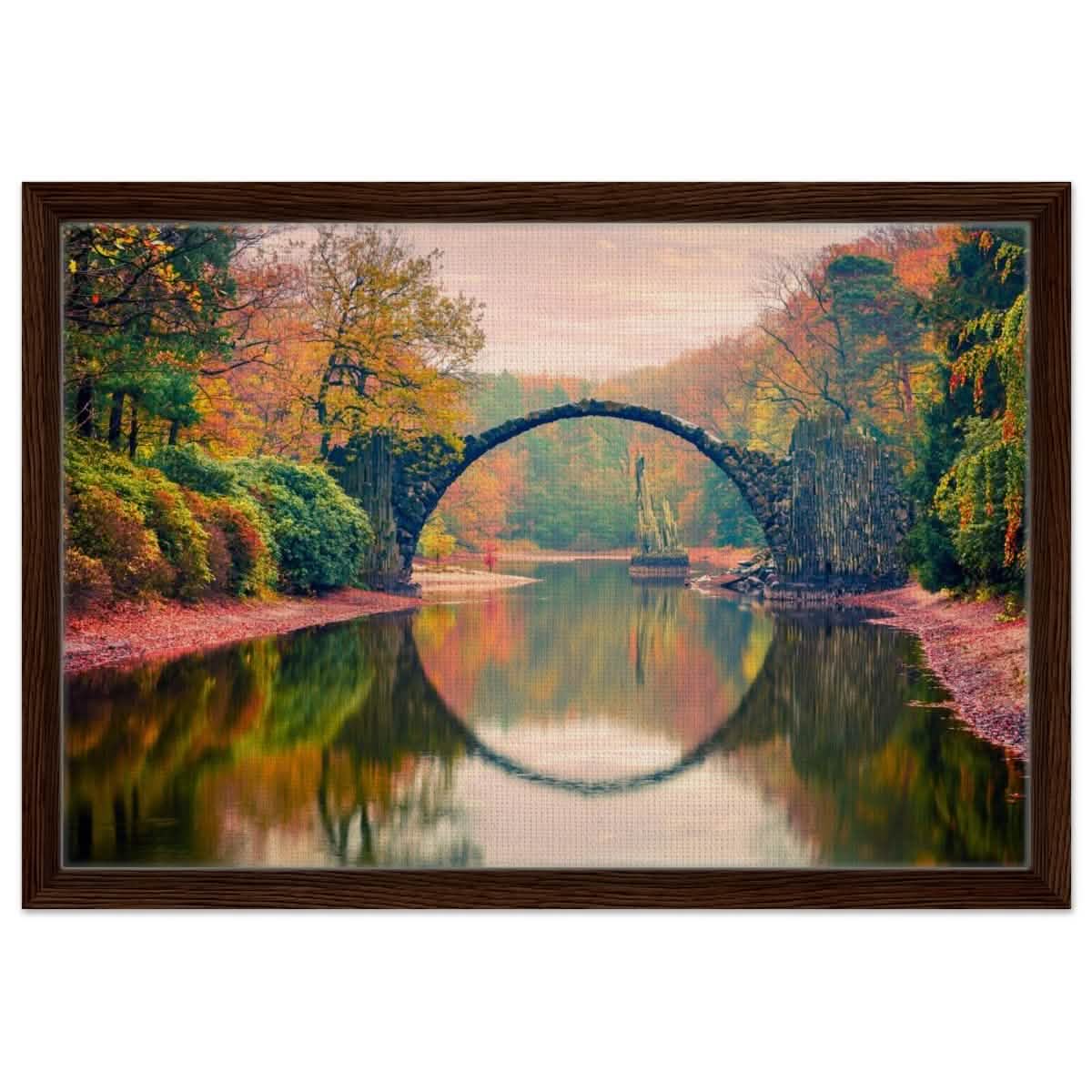 Da Vinci Landscape Nature Wall art print - Framed Canvas - 40x60 cm / 16x24″ - Dark wood frame