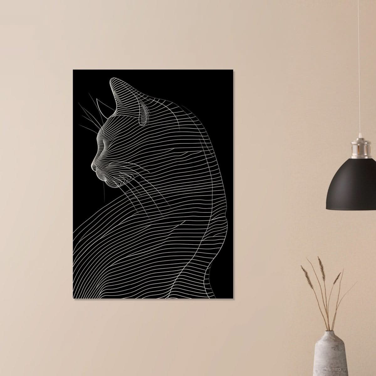 Da Vinci Minimalist Nature Wall art | Cat | Animal Prints - Wood Prints - 70x100 cm / 28x40″ - 10 mm