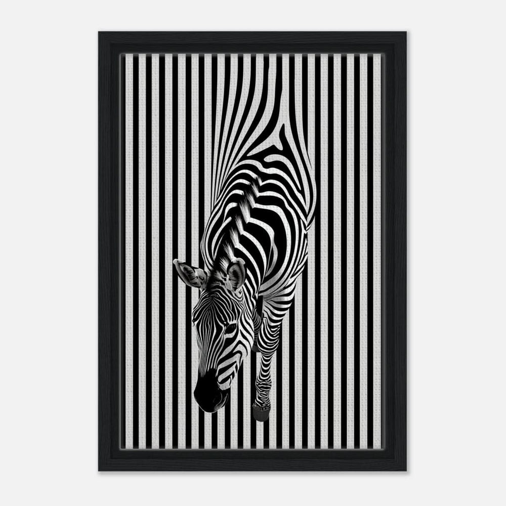 Da Vinci Minimalist Wall art | Wildlife | Zebra - Framed Canvas - 30x45 cm / 12x18″ - Black frame