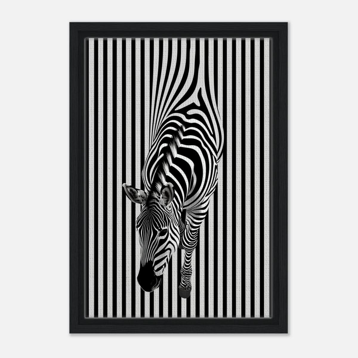 Da Vinci Minimalist Wall art | Wildlife | Zebra - Framed Canvas - 30x45 cm / 12x18″ - Black frame